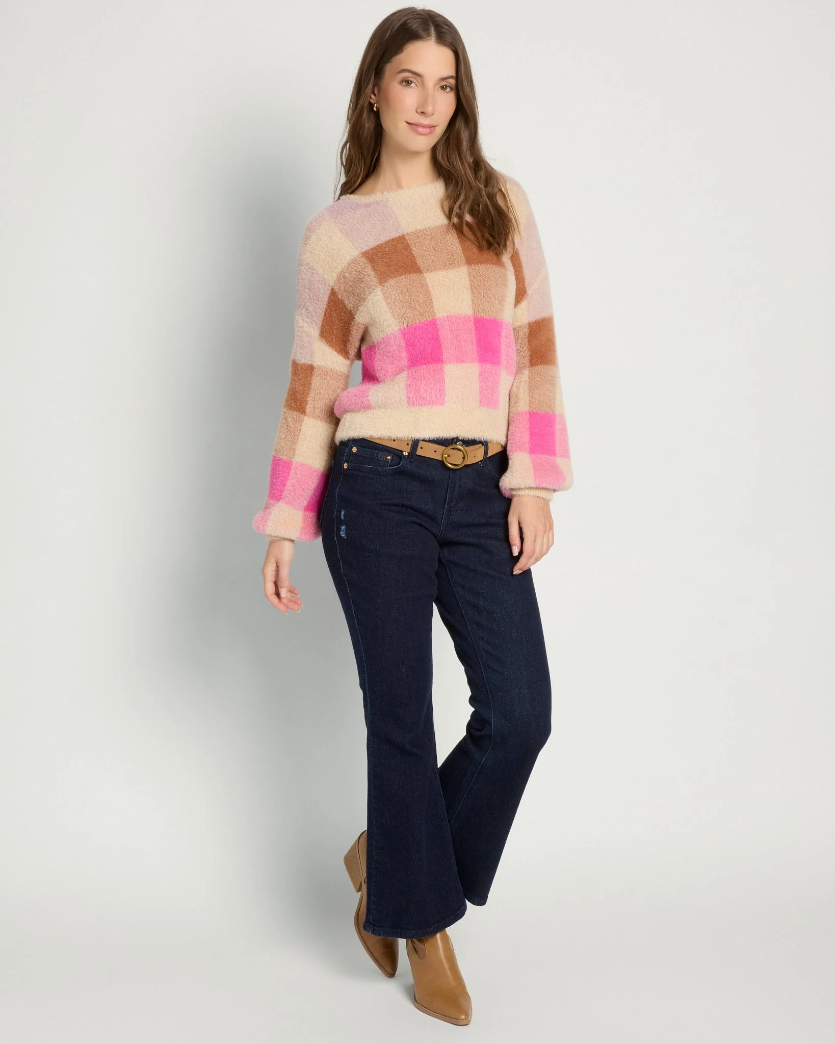 Eyelash Plaid Sweater - Image 4