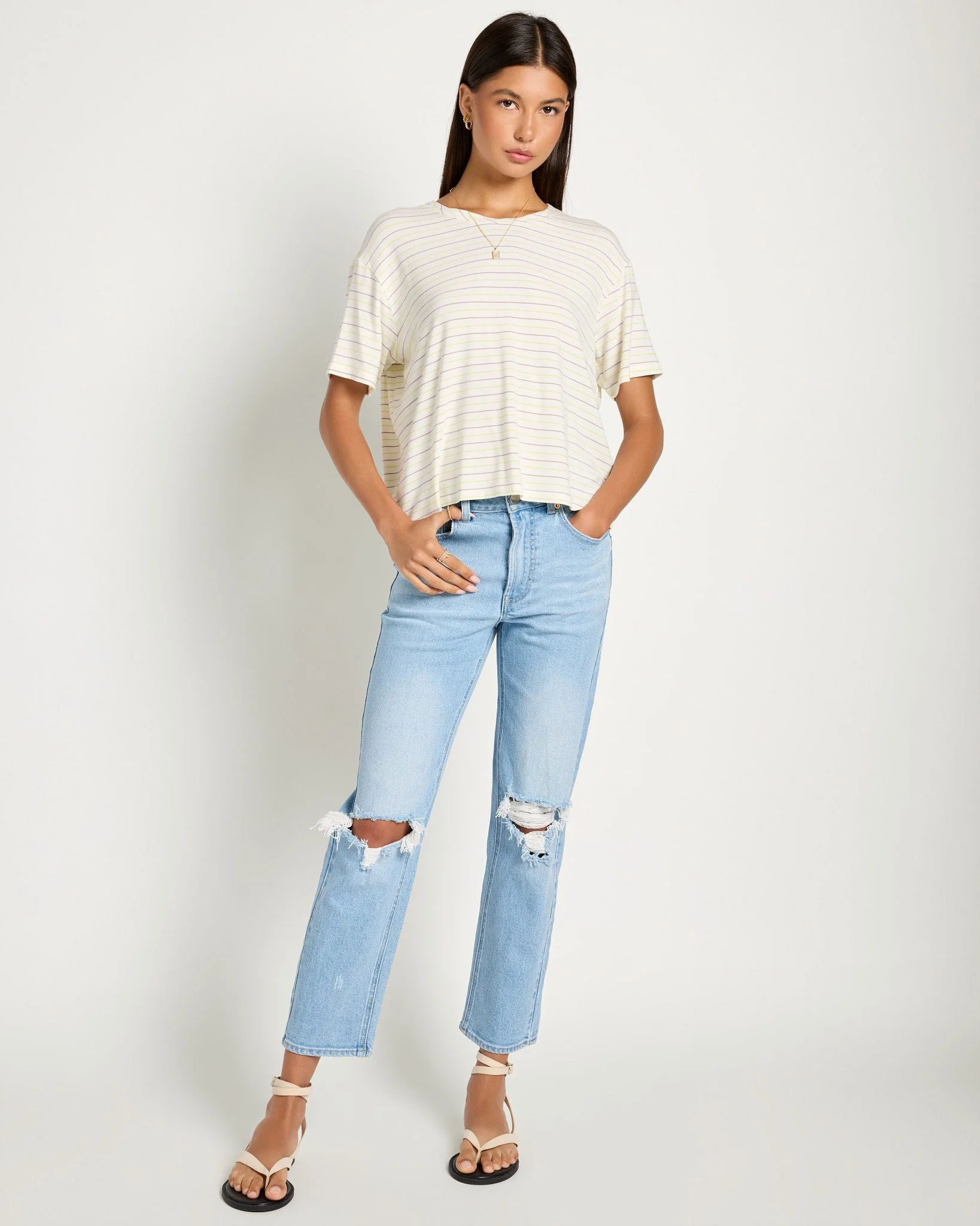 Newport Striped Cropped Tee - Image 4