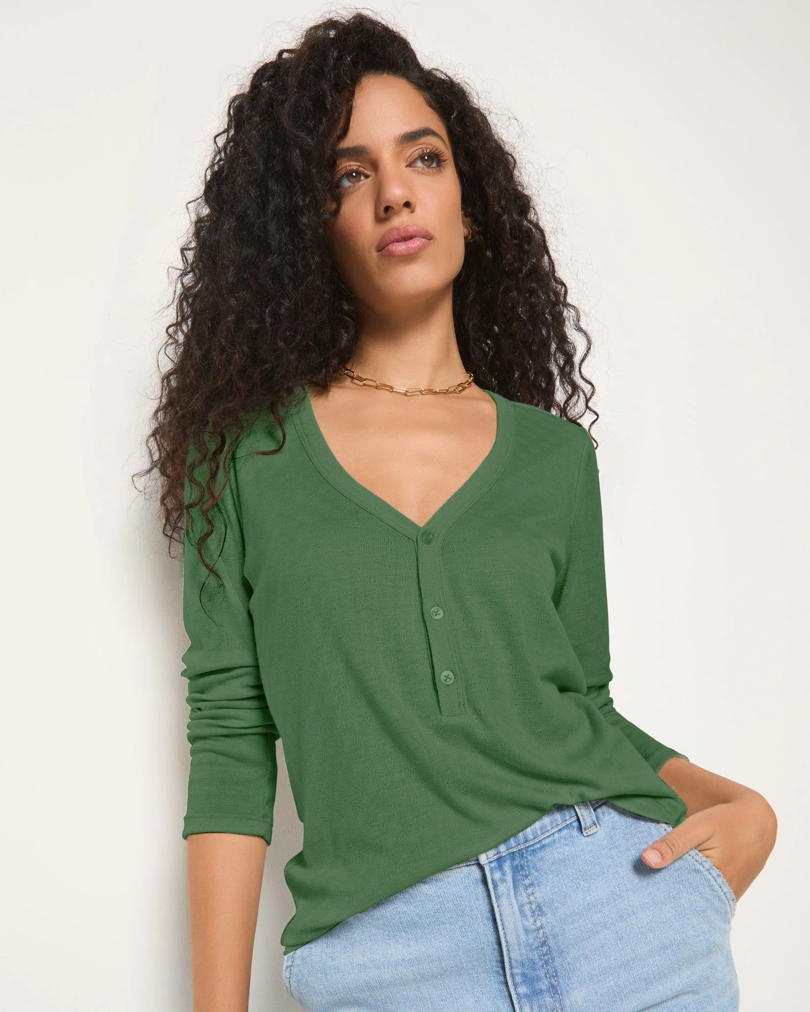 Vista Pointelle Henley Top - Image 6